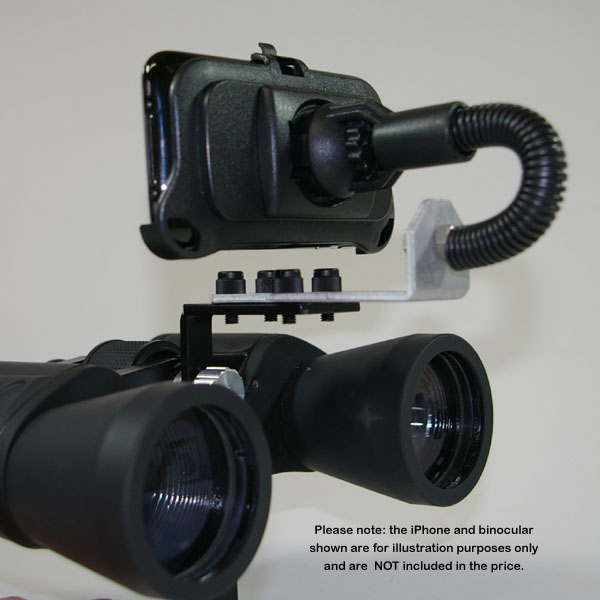 iPhone holder for binoculars and telescopes